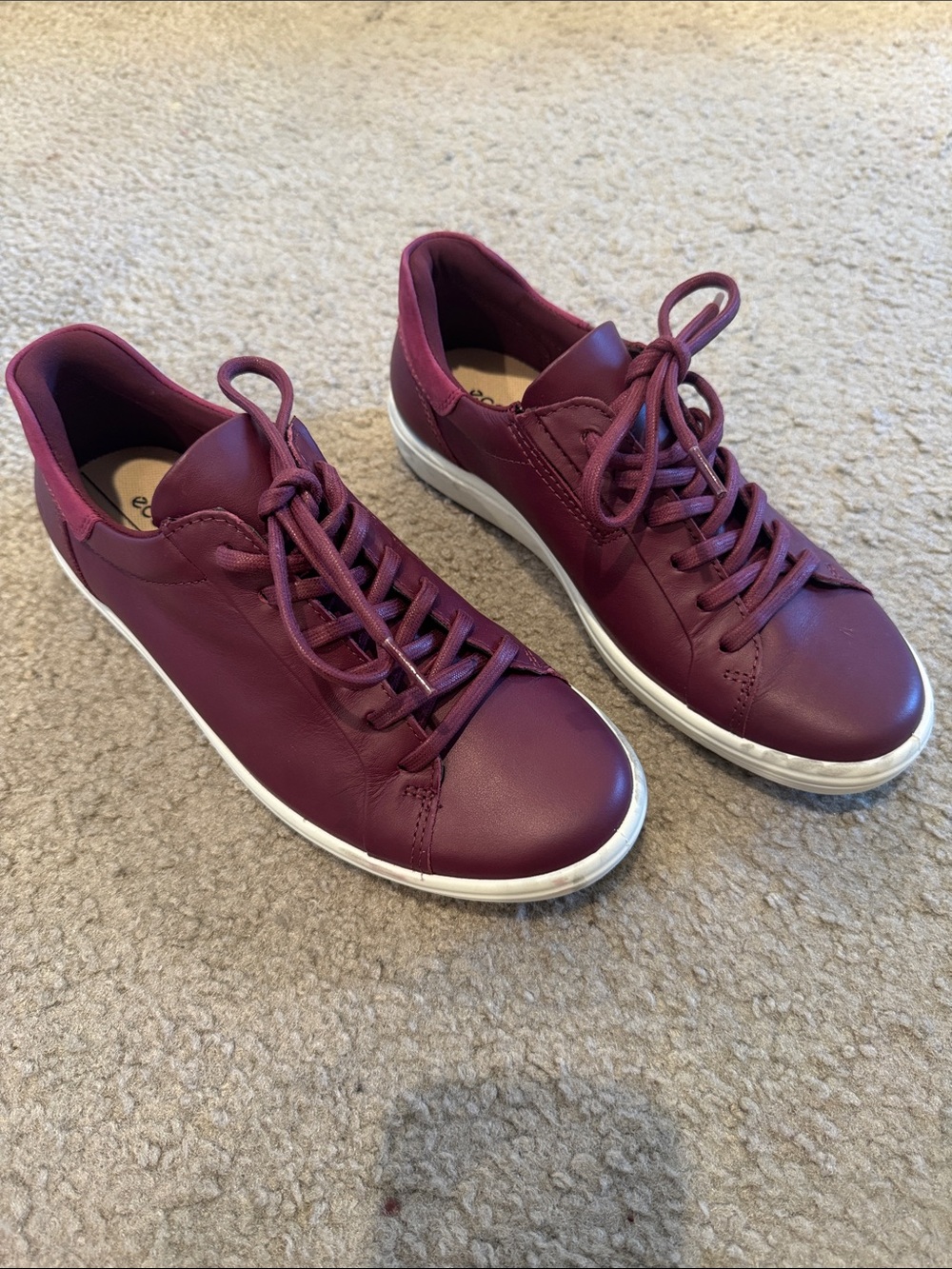 Ecco Women's Leather Lace-Up Sneakers in Burgundy